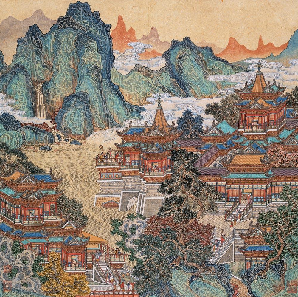2615 秋宫图 镜心 设色纸本