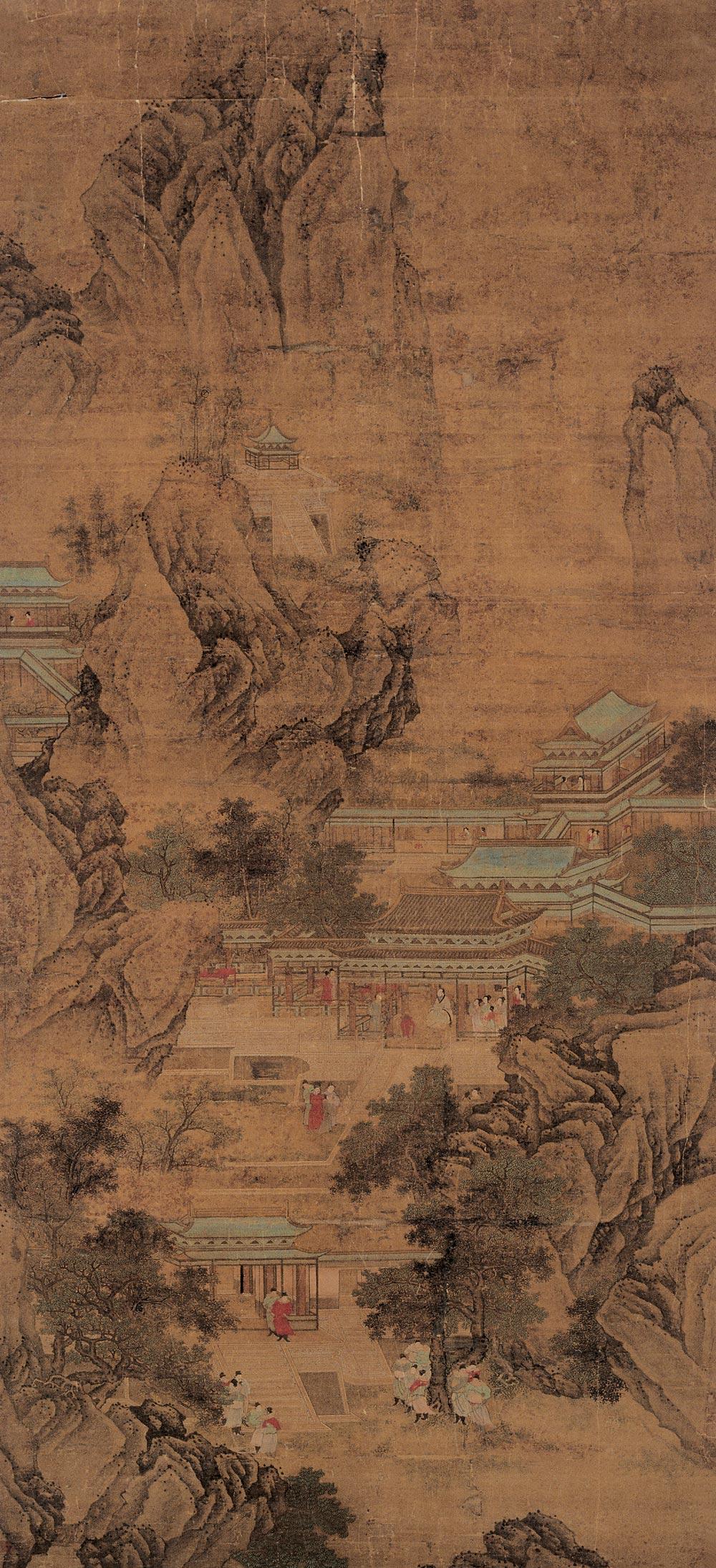 0246 宫阙图 镜心 设色绢本