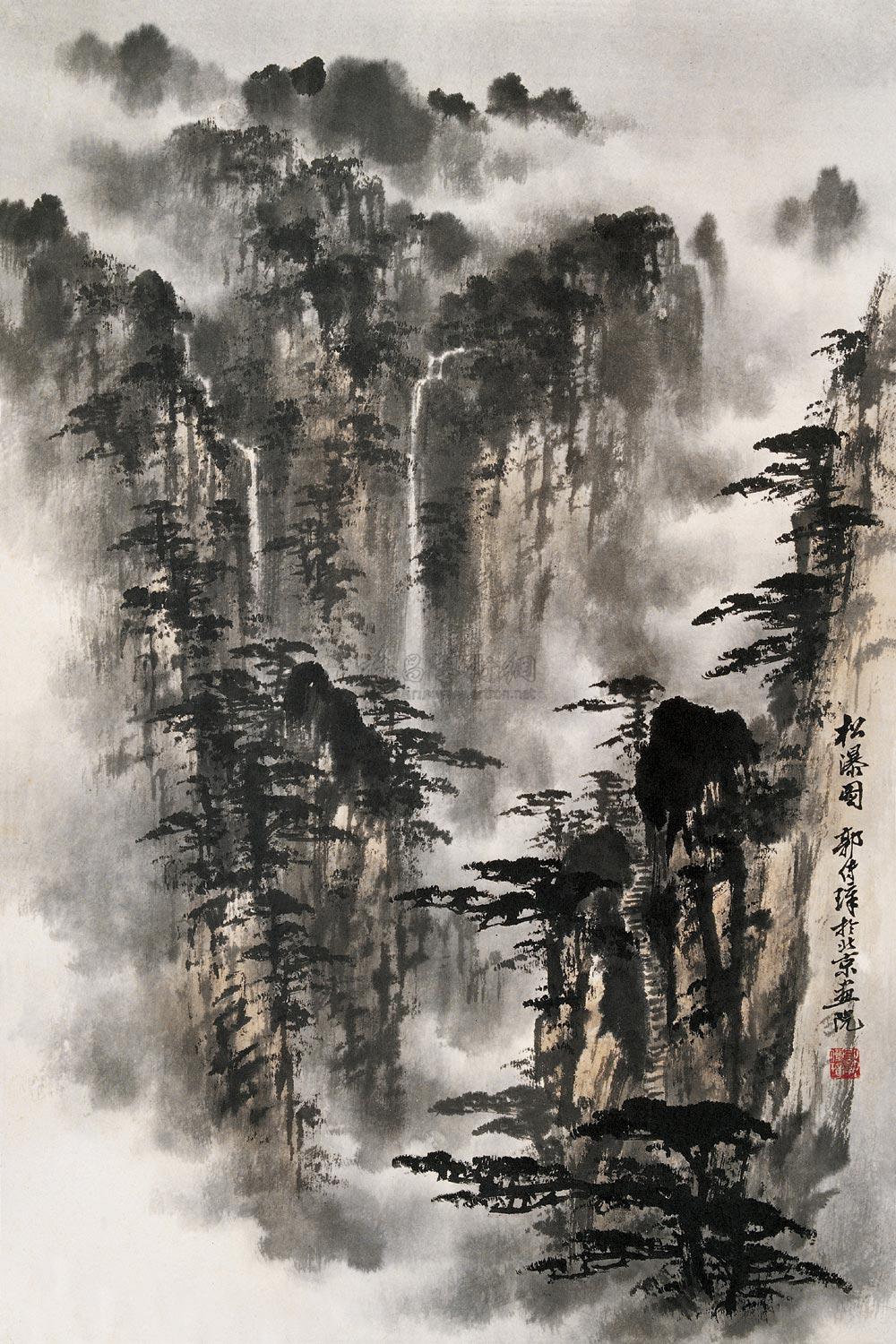 【松瀑图 立轴 纸本设色】拍卖品_图片_价格_鉴赏_绘画_雅昌艺术品