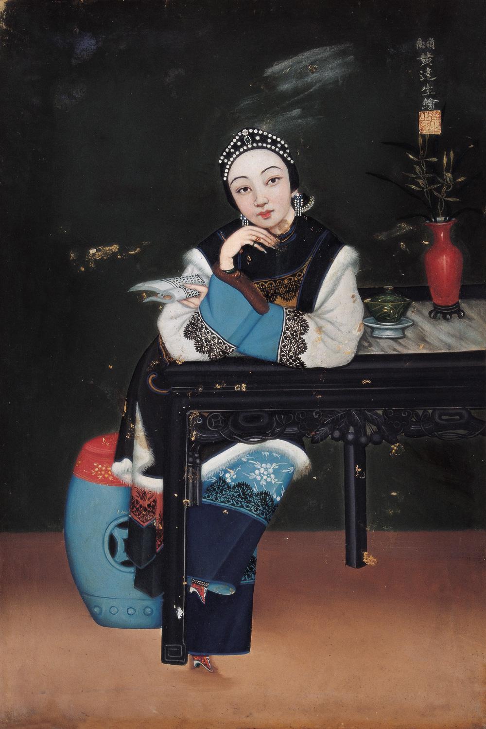 0002 清 仕女 布面油画