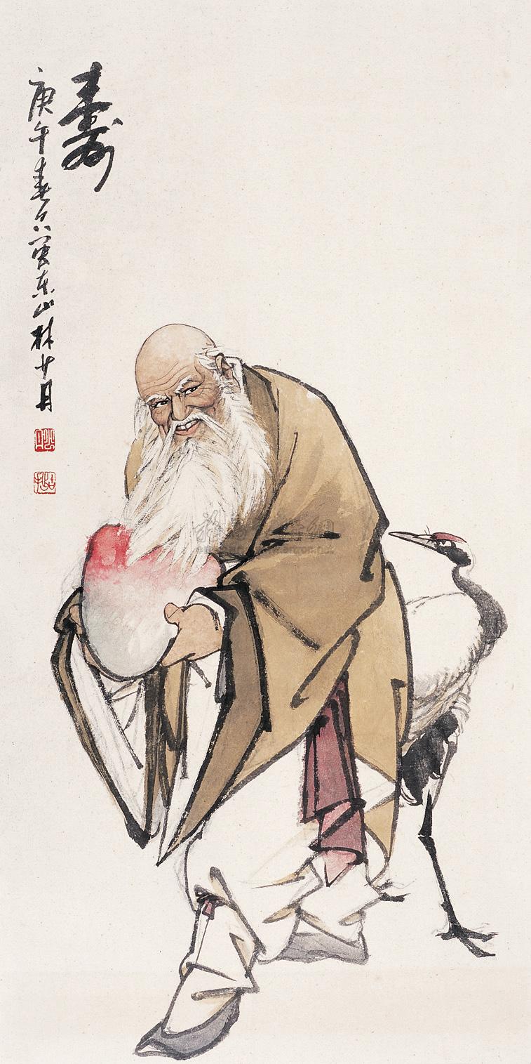 0914 献寿图 镜心 设色纸本