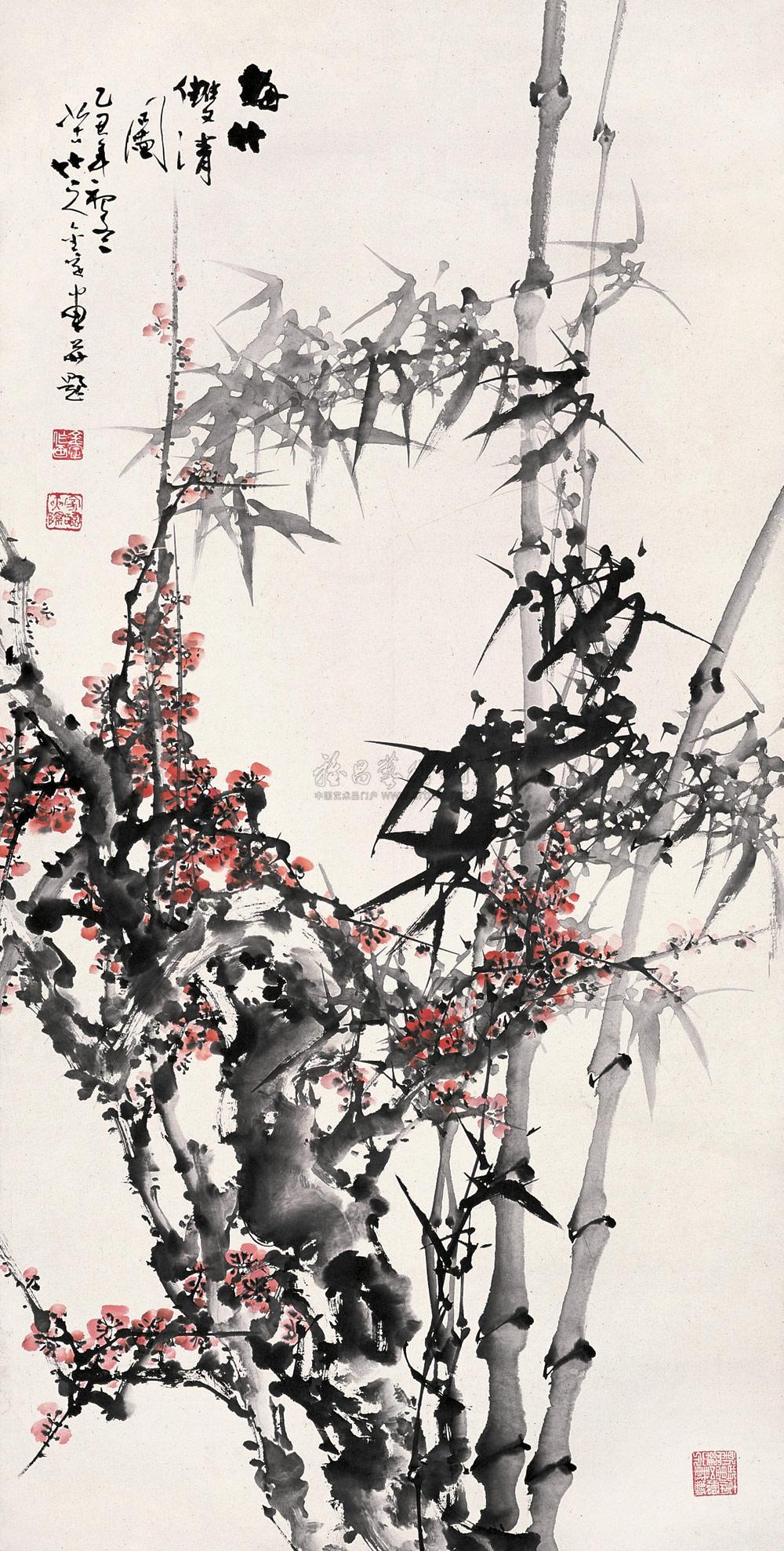 1131 梅竹双清图 镜心 设色纸本