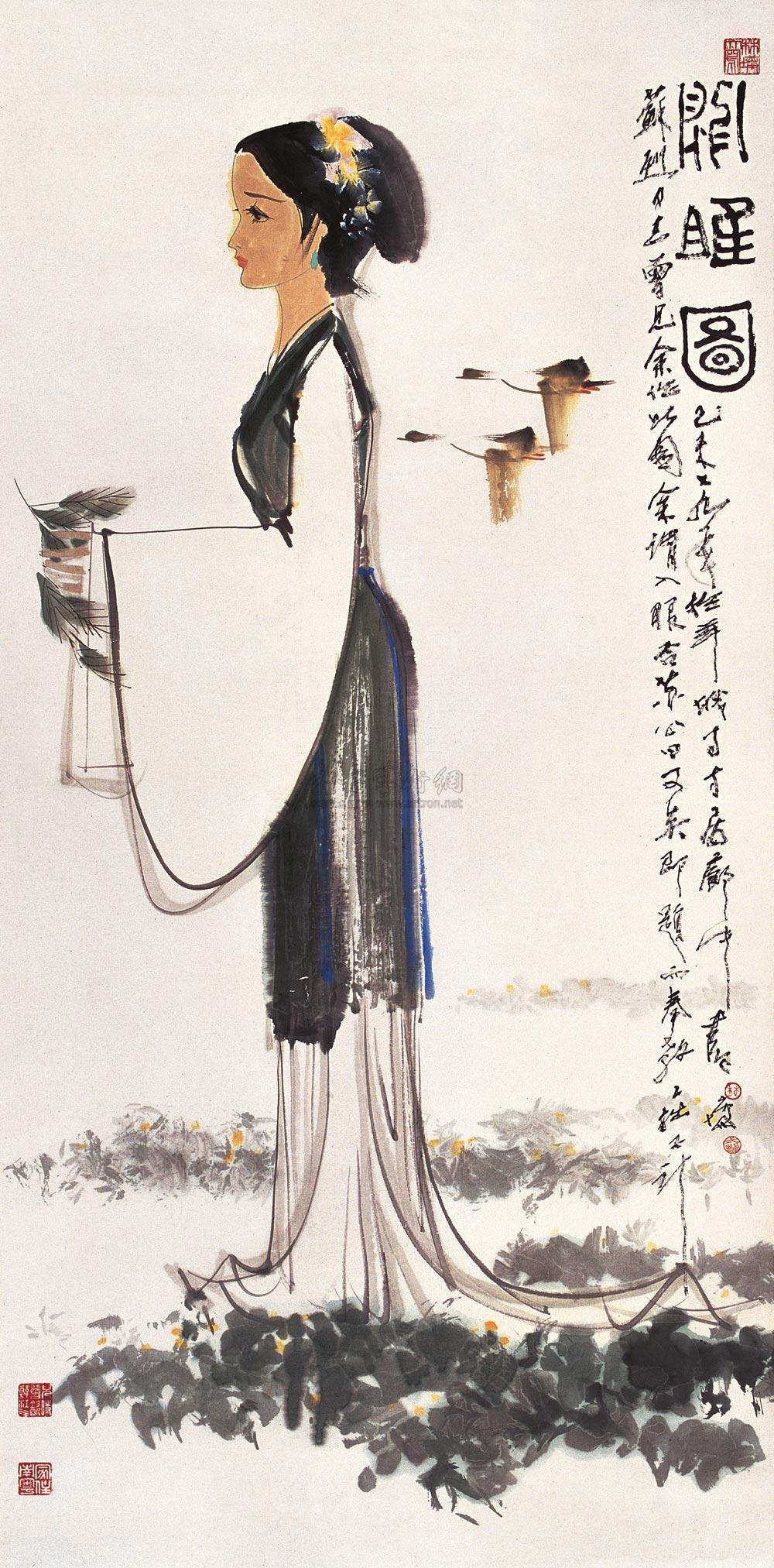 0643 己未(1979年)作 关雎图 立轴 设色纸本