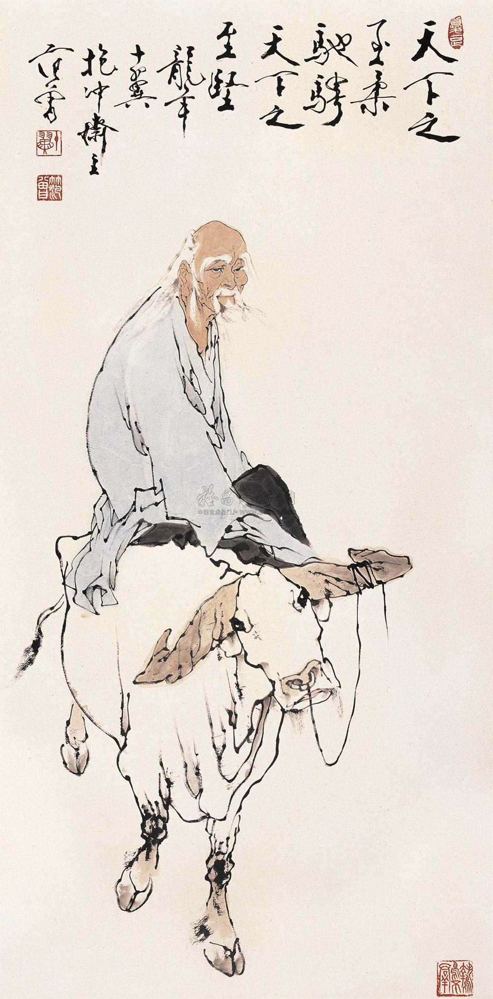 0285 老子出关 立轴 设色纸本