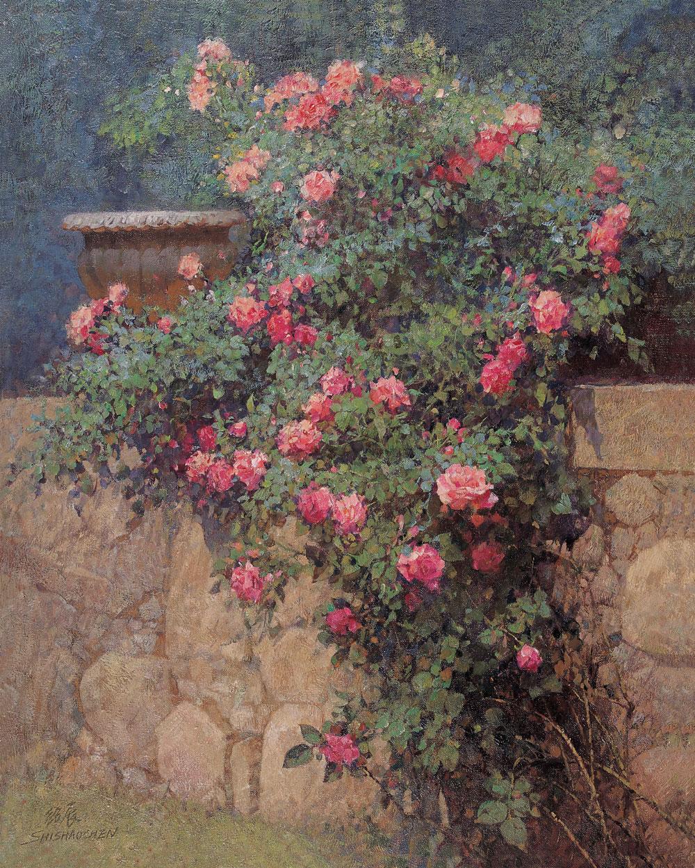 0244 后院玫瑰 布面 油画