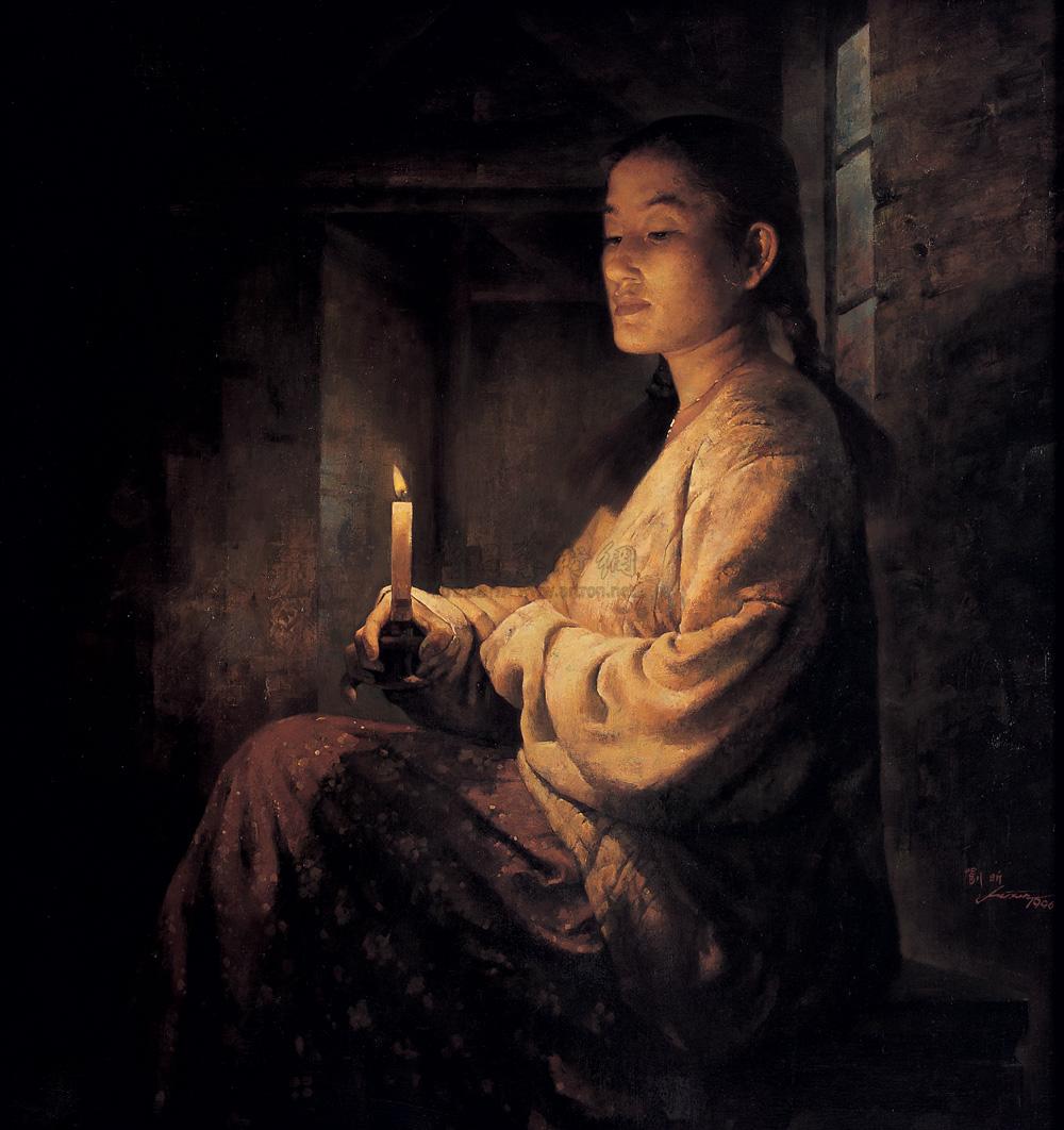 x1329 烛光 布面油画