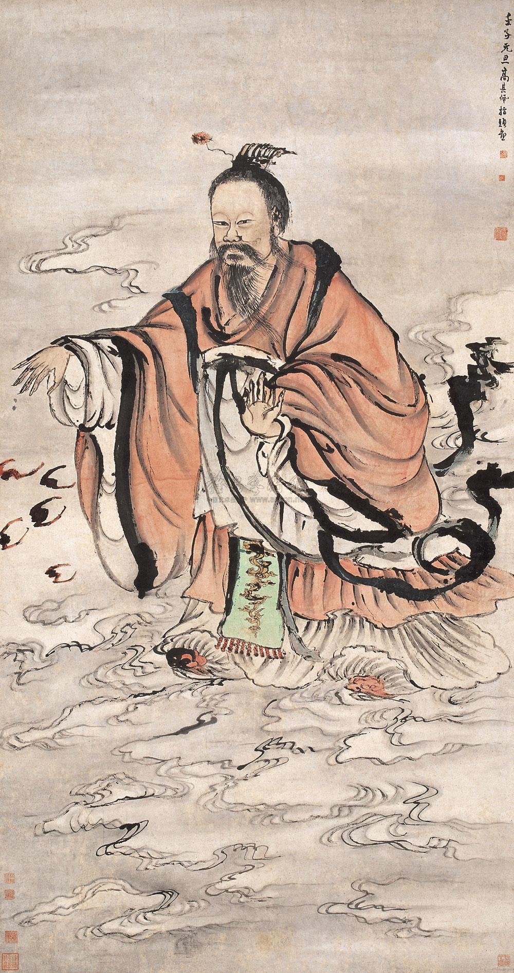 【壬子(1792年)作 指画仙人像 立轴 设色纸本】拍