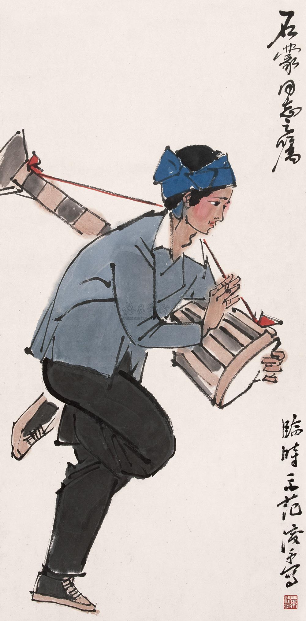 【象脚鼓 镜心 设色纸本】拍卖品_图片_价格_鉴赏_绘画_雅昌艺术品
