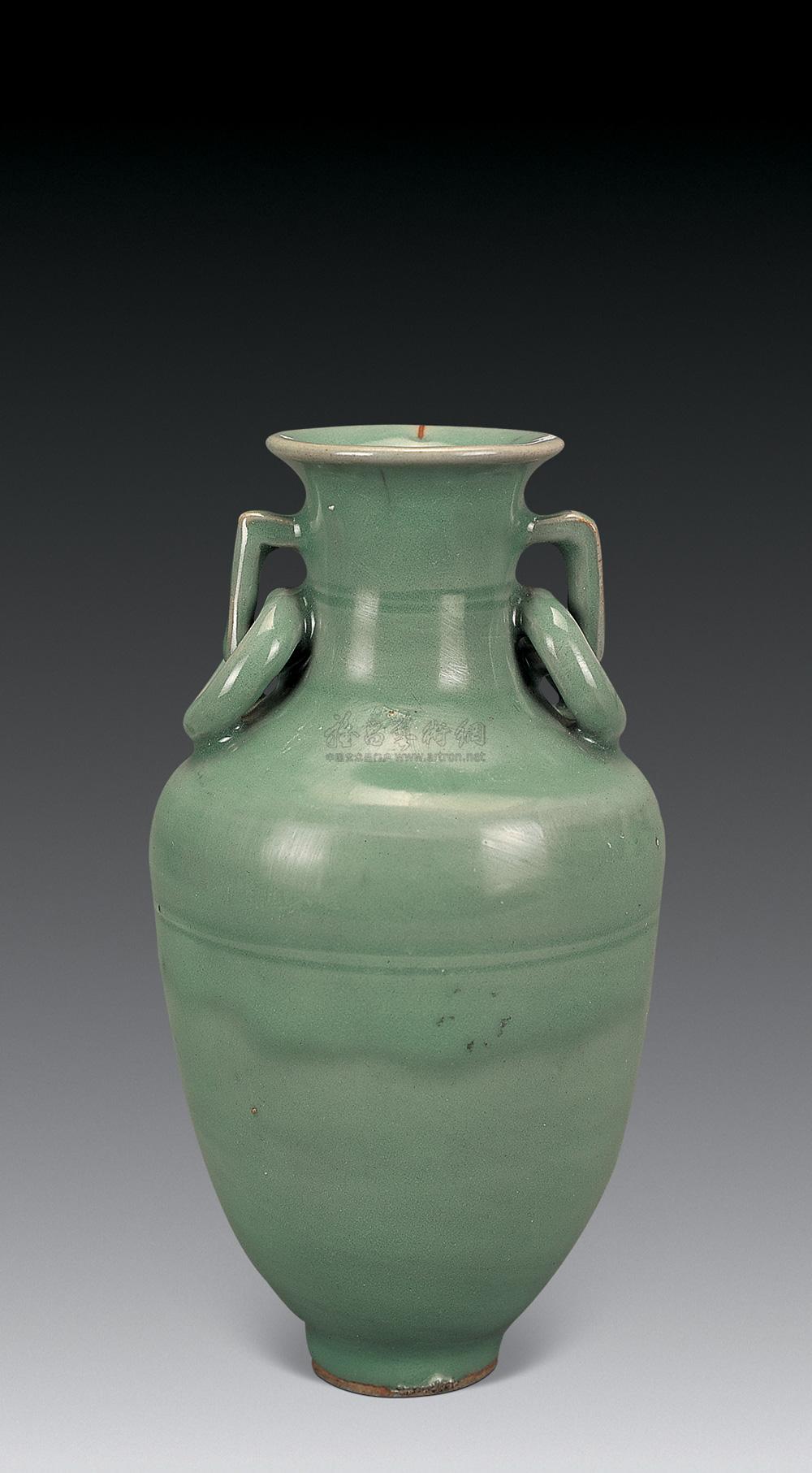 【清 龙泉窑双环耳瓶】拍卖品_图片_价格_鉴赏_清代单色釉瓷器_雅昌
