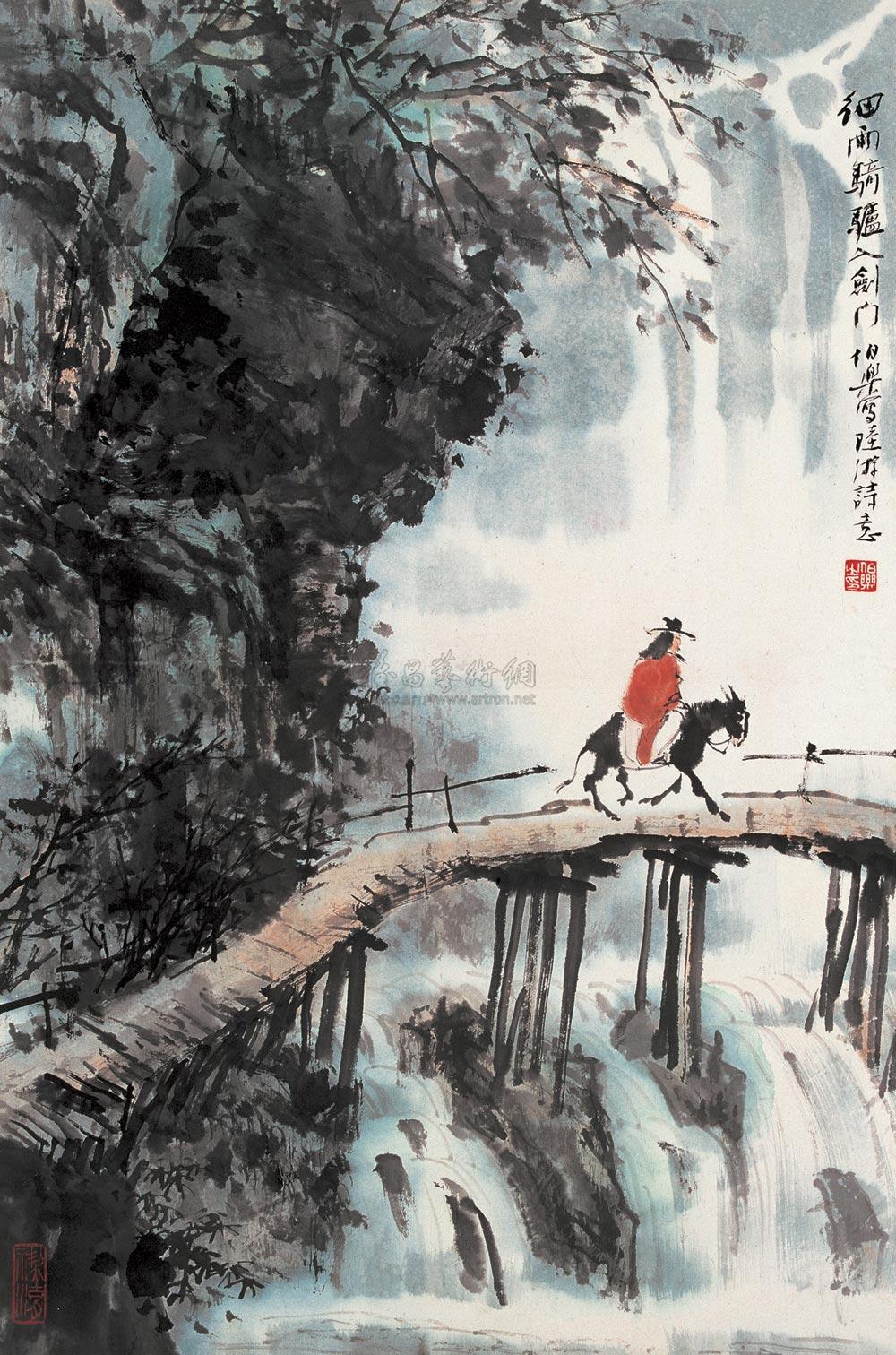 0266 骑驴图 立轴 纸本