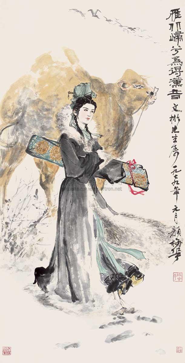 1655 蔡文姬 立轴 设色纸本