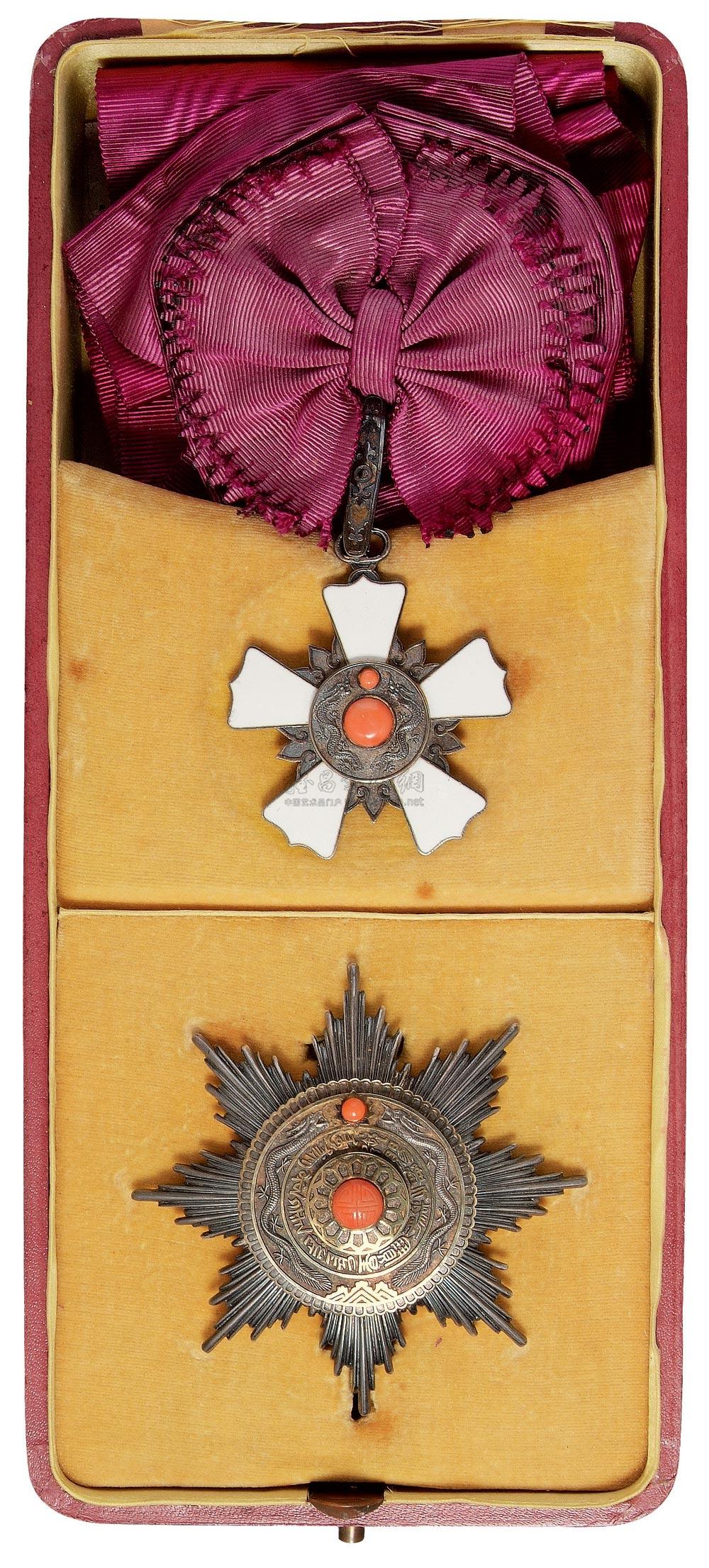 1905 第二等第一级御赐双龙宝星勋章大绶绶章