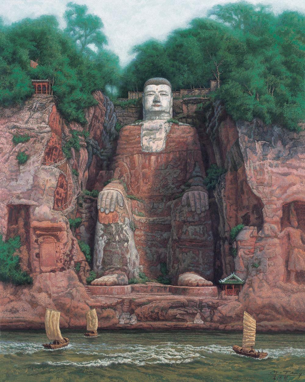 0987 乐山大佛 布面 油画