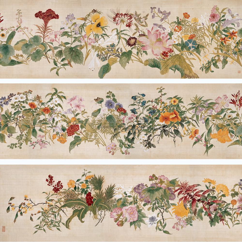 1649 百花图 手卷 绢本