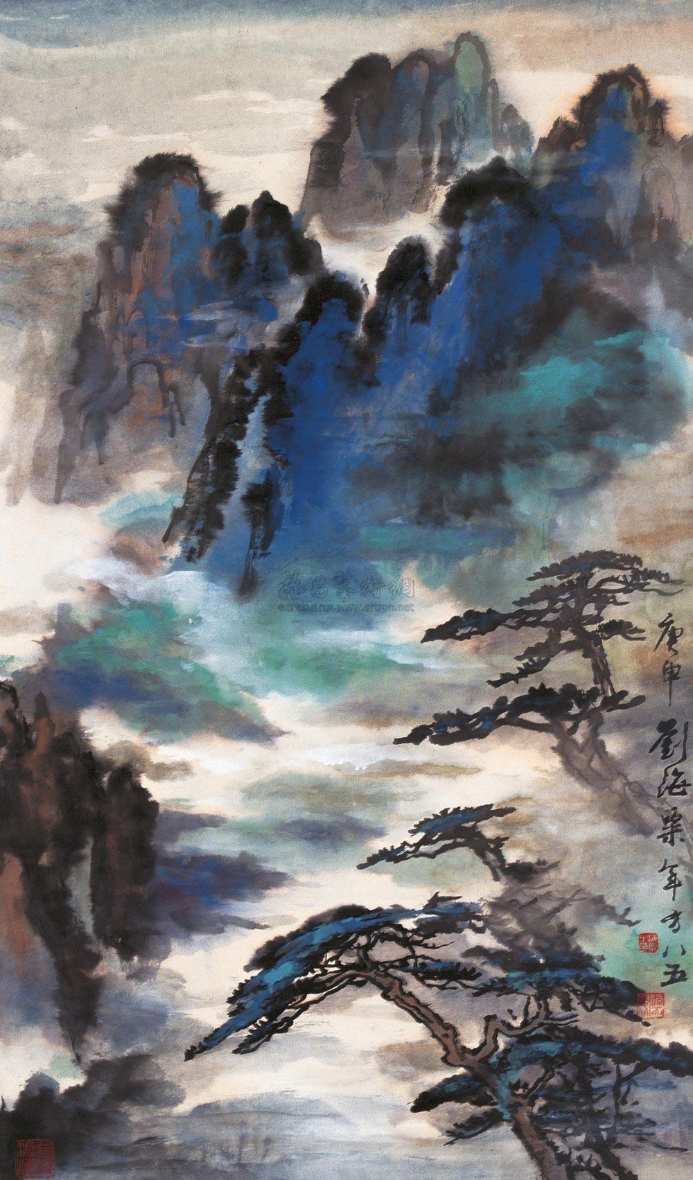 *0441 松山云海 镜心 设色纸本
