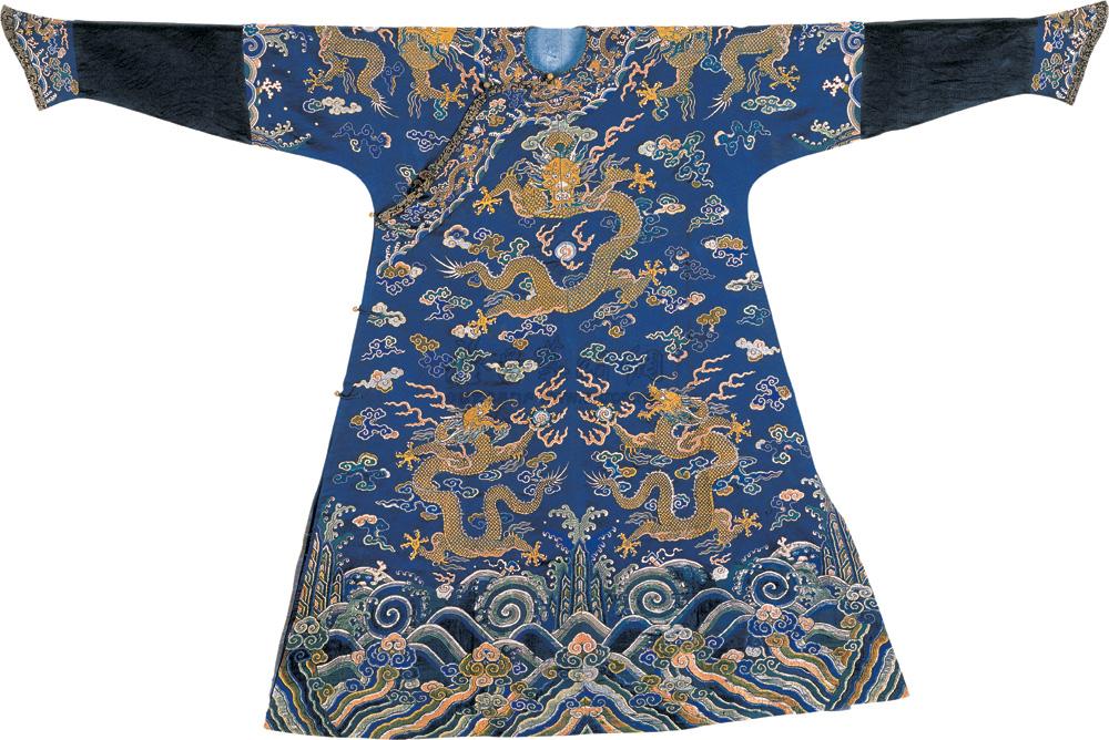 *2467 石青缎妆花云龙纹龙袍