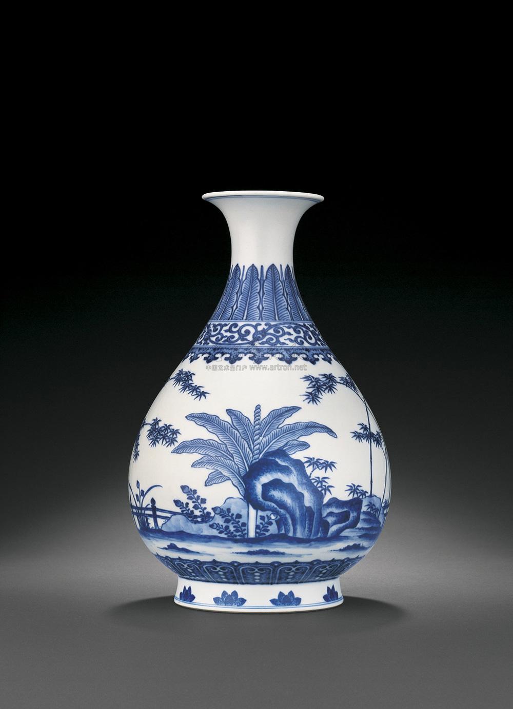 青花庭园芭蕉纹玉壶春瓶】拍卖品_图片_价格_鉴赏_清代青花瓷器_雅昌