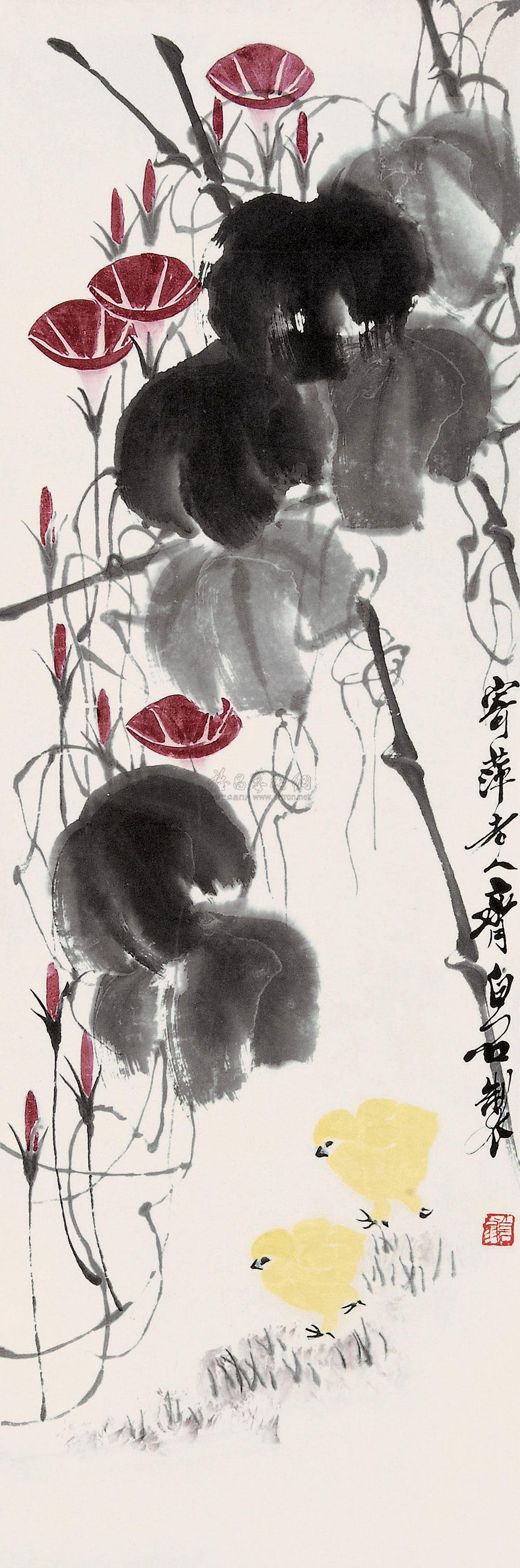 【牵牛花 立轴 设色纸本】拍卖品_图片_价格_鉴赏_绘画_雅昌艺术品