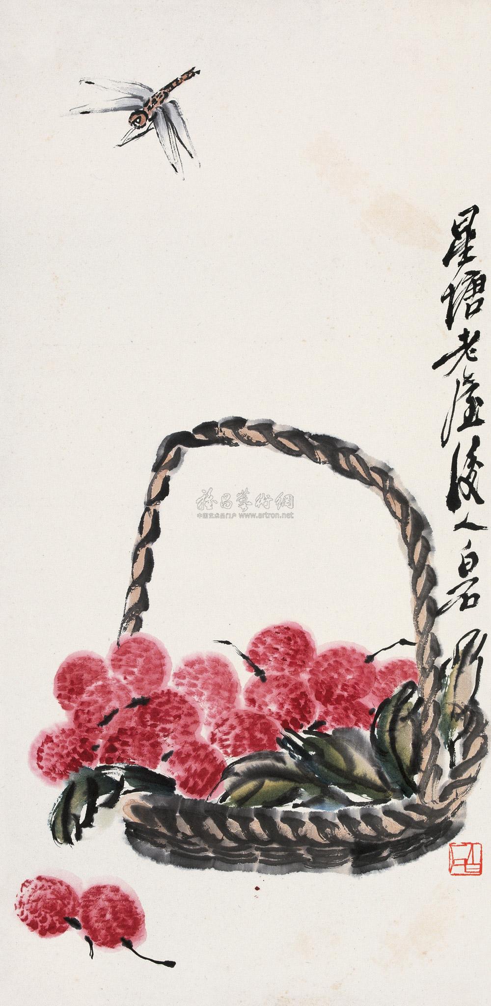 *0331 荔枝蜻蜓 镜心 设色纸本