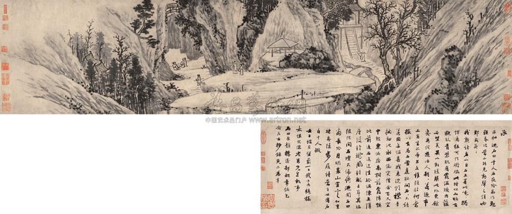 1748 千人石夜吟图卷 手卷 水墨纸本
