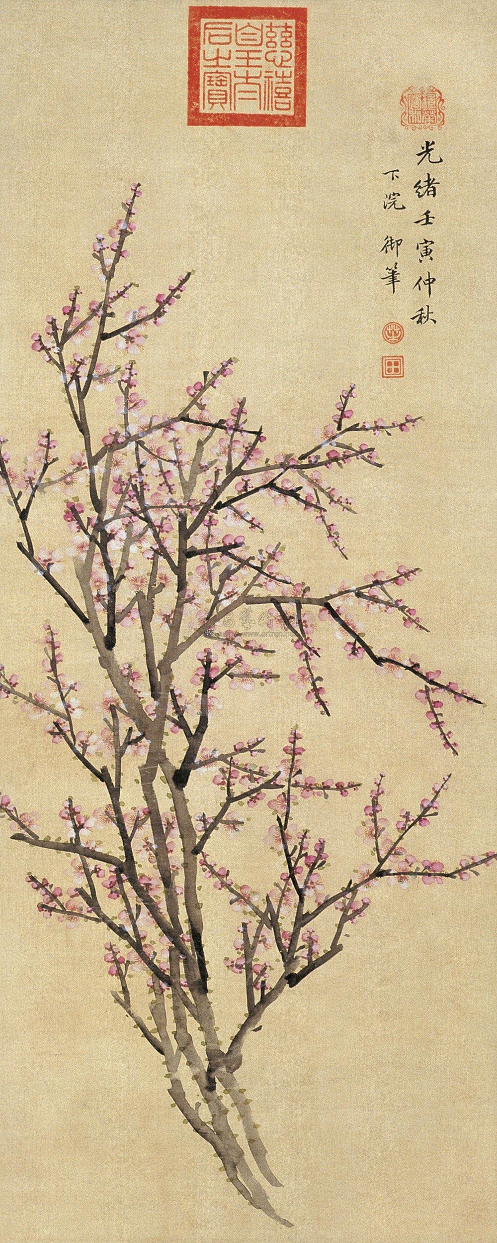 *1252 光绪壬寅(1902年)作 梅花 立轴 设色绢本