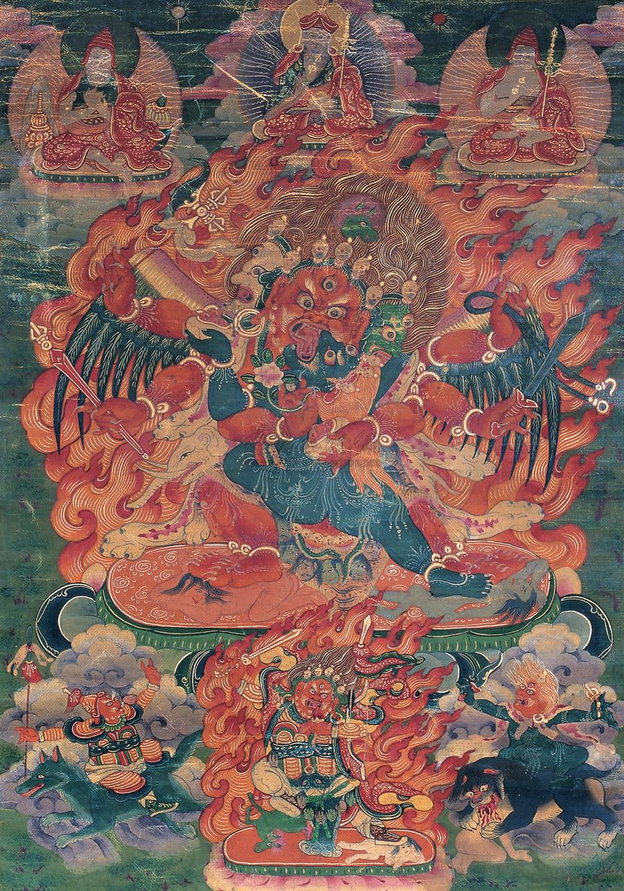 0141 清 双身马头金刚唐卡