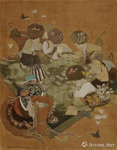 《春花集景》纸本设色  朱训德 82×105cm 1978年