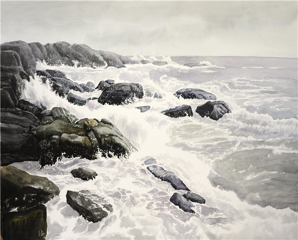 《沧海系列之碣石海滩》  王蔚 97.9x80cm 2015年
