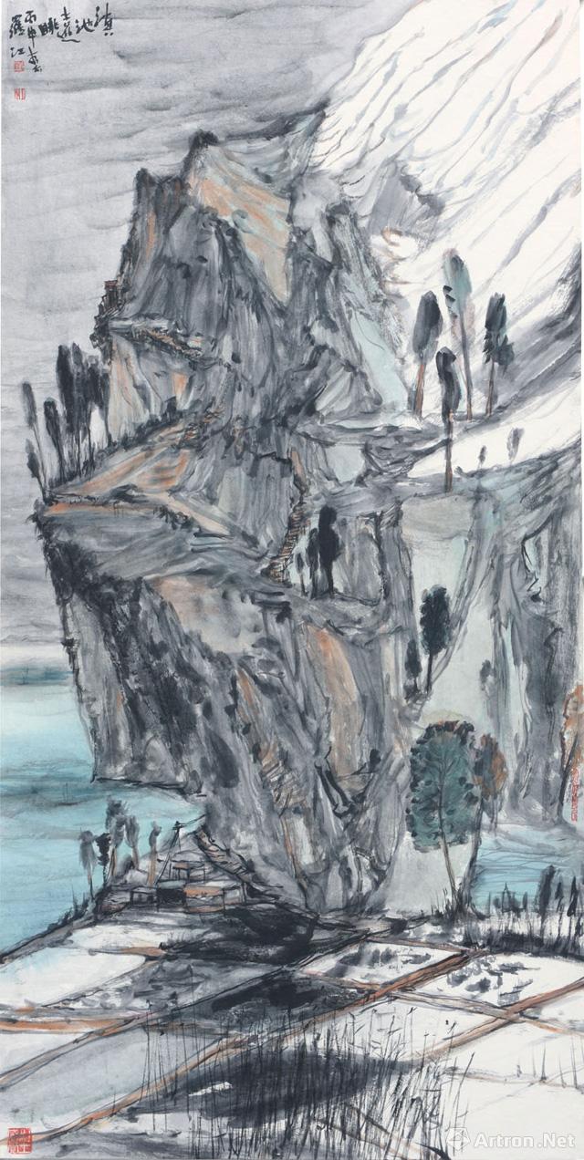 《滇池远眺》  罗江 135×68cm 2015年