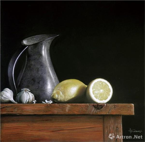 《静物柠檬》  安德烈斯·科劳·巴斯克斯 71×71cm  色粉