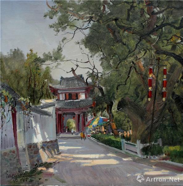 《古堰文昌阁》  李藻华 75x75cm 2014年 油画