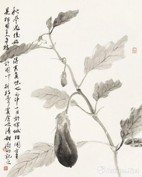 《茄子》  阴澍雨 58x47cm 2016年 纸本水墨