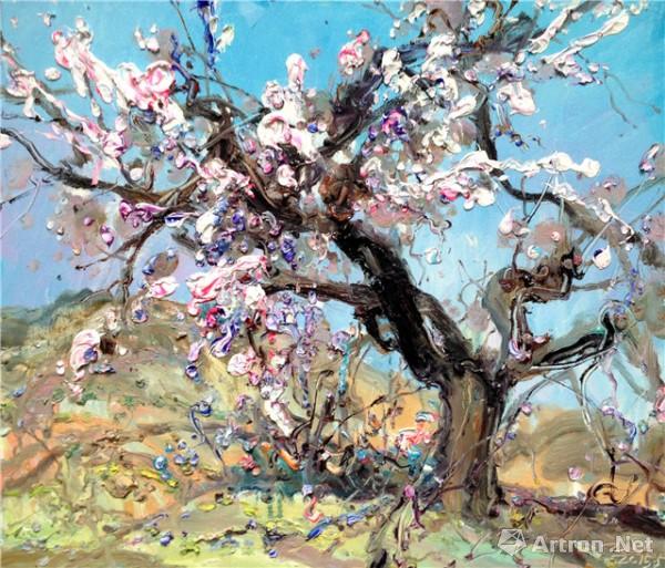 《太行山系列-杏花之一》  张继渝 80x70cm 2015年 布面油画