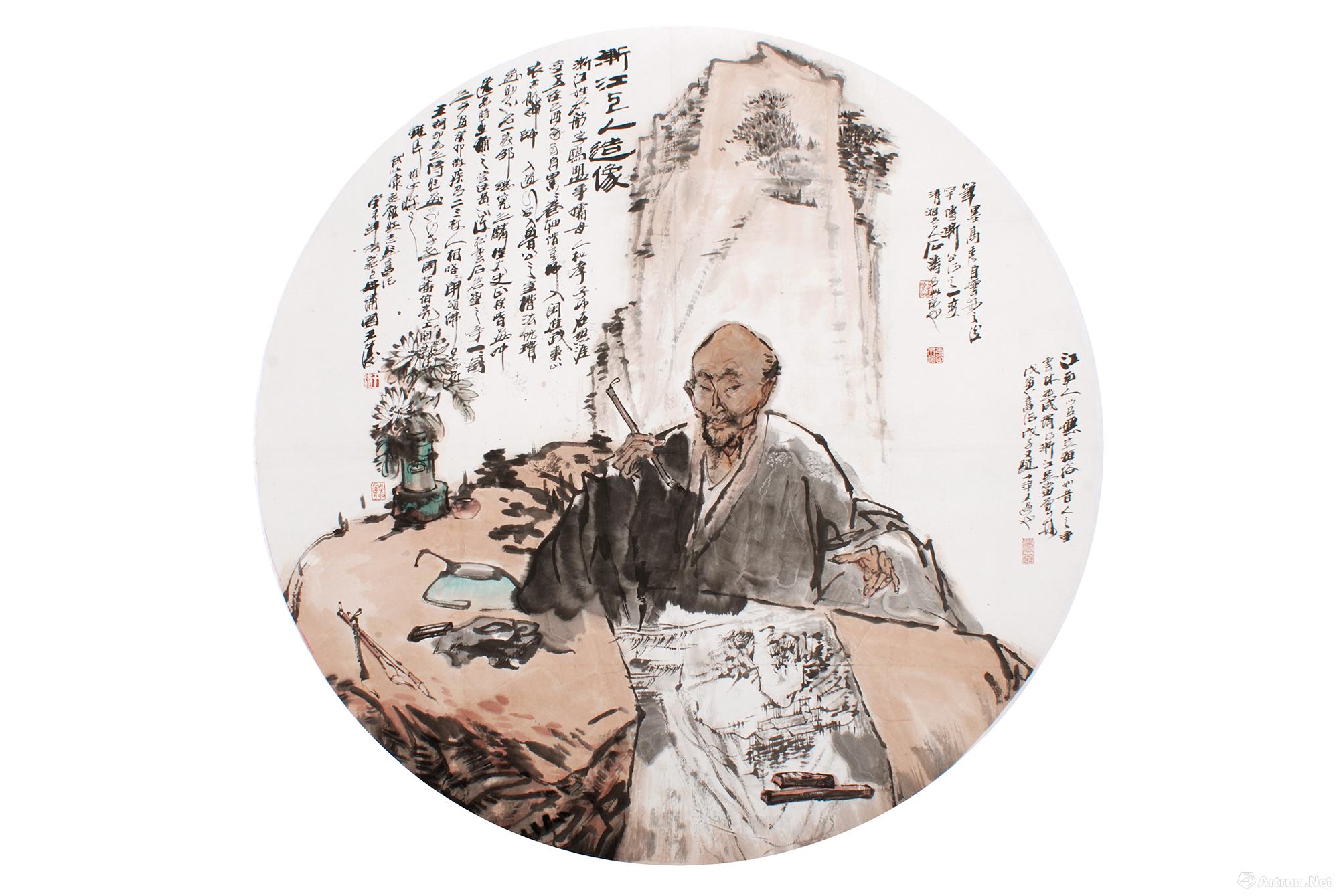 《渐江上人造像》  王涛   直径120cm 2003年