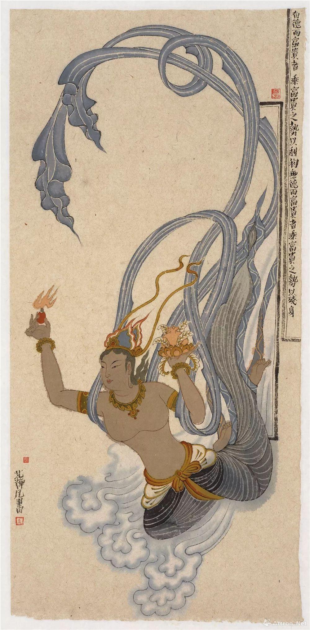 《飞天》4  孟凡书 36x76cn 2018年 纸本设色