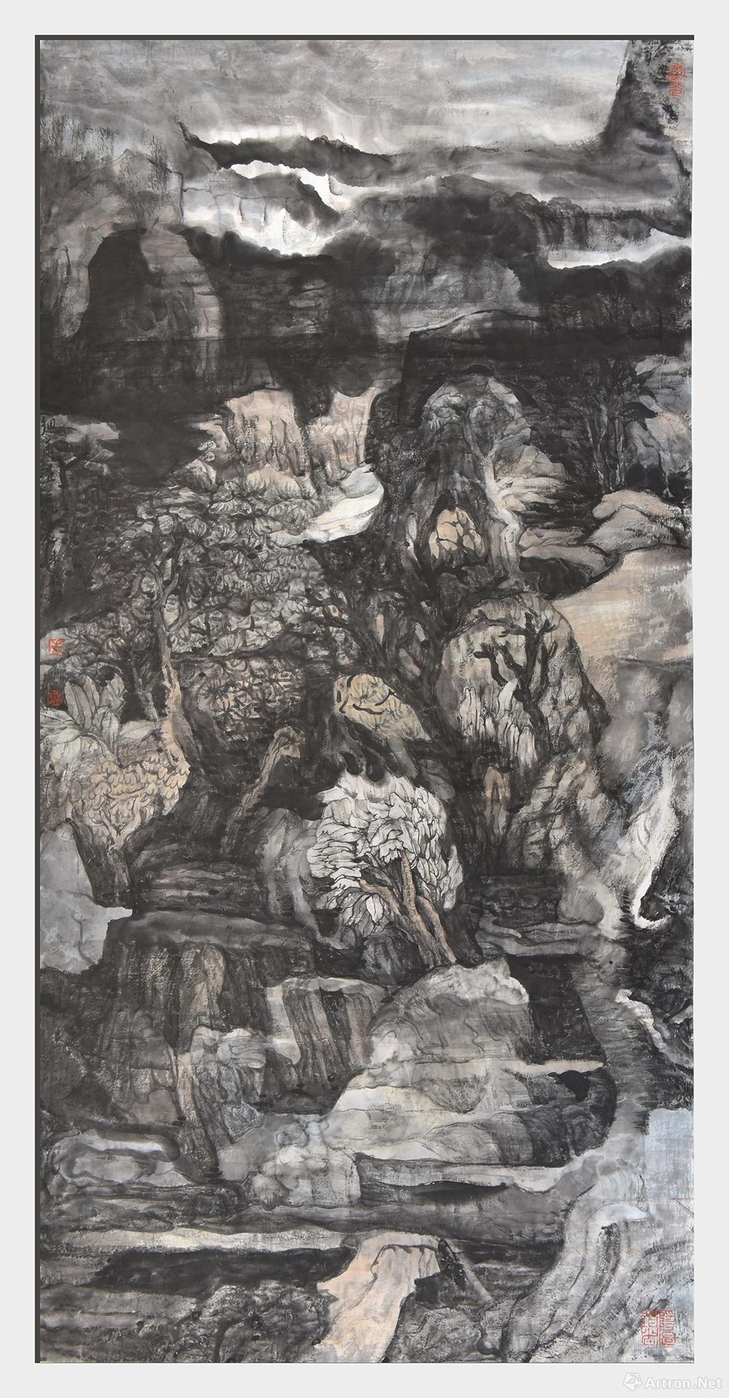 《细雨湿流光》  朱敏 138x69cm