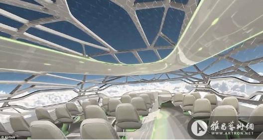 空客展示2050年未来客机 透明设计便于观光